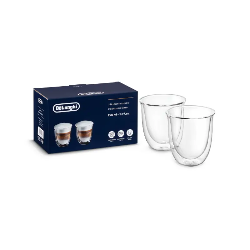Delonghi Doppelwandige Cappuccinogläser 270ml 2er-Set