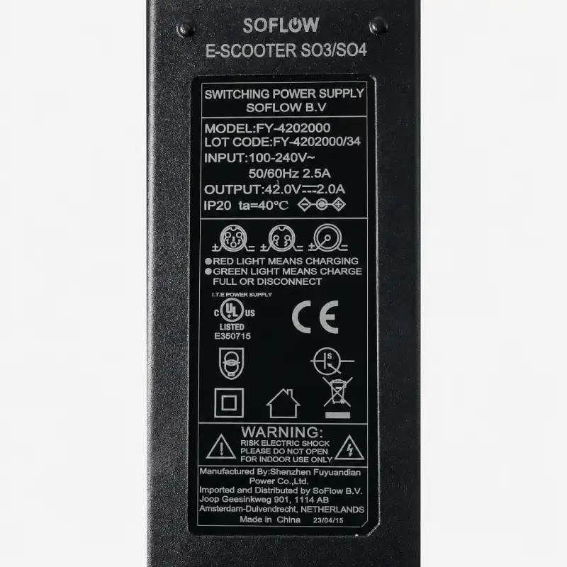 SoFlow EU Ladegerät SO3_SO3_Pro_SO4 42V 2A-back
